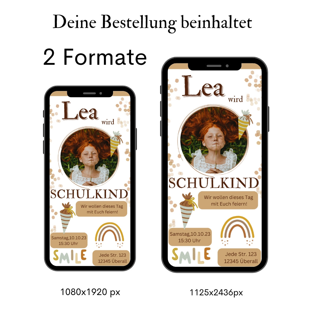 Digitale Einladungskarte Einschulung
