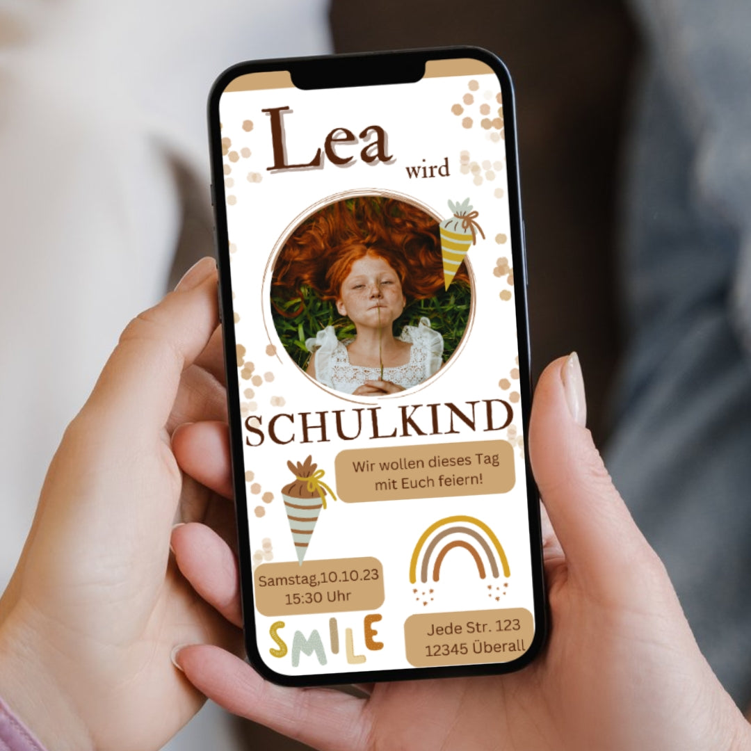 Digitale Einladungskarte Einschulung