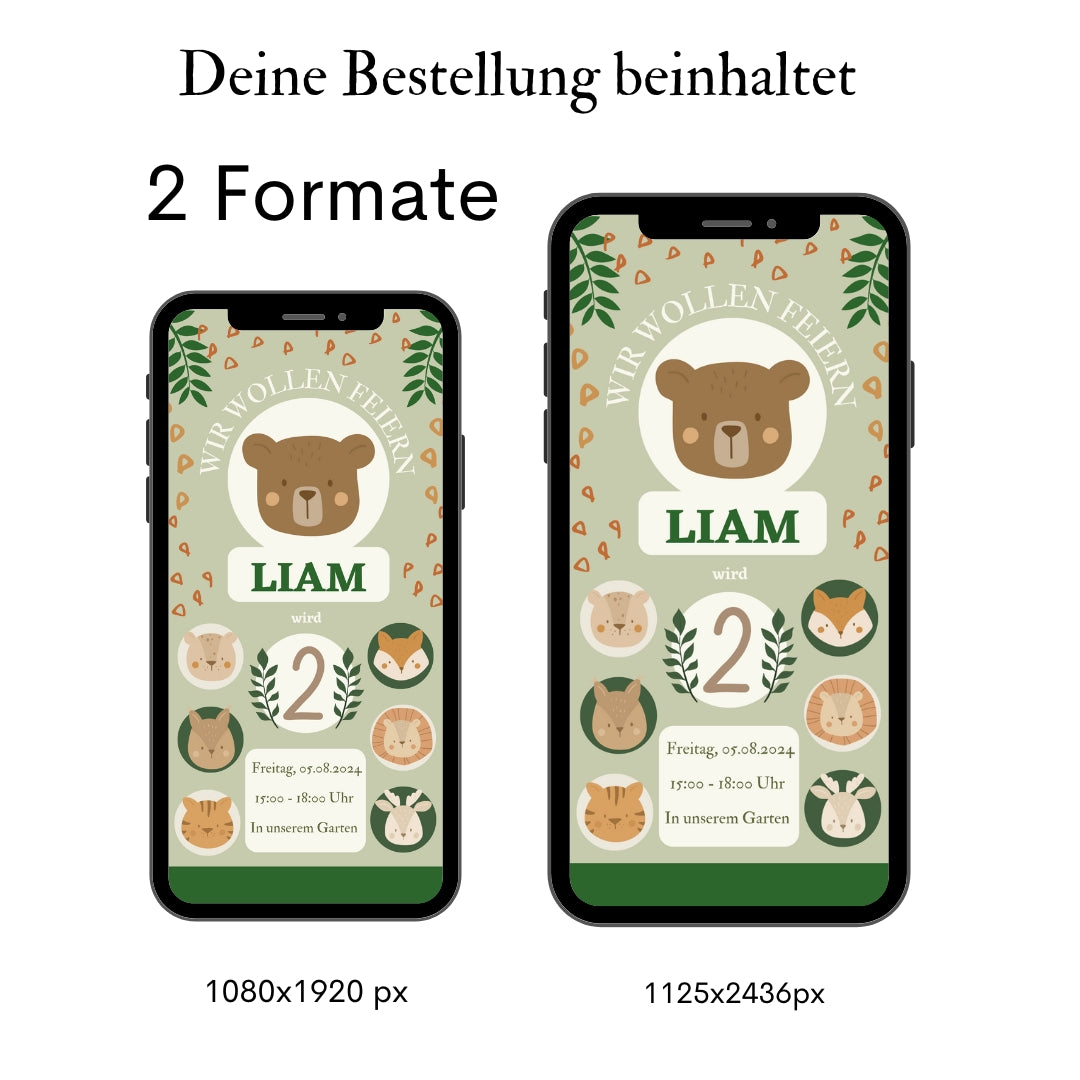 Digitale Einladung Geburtstag Zoo