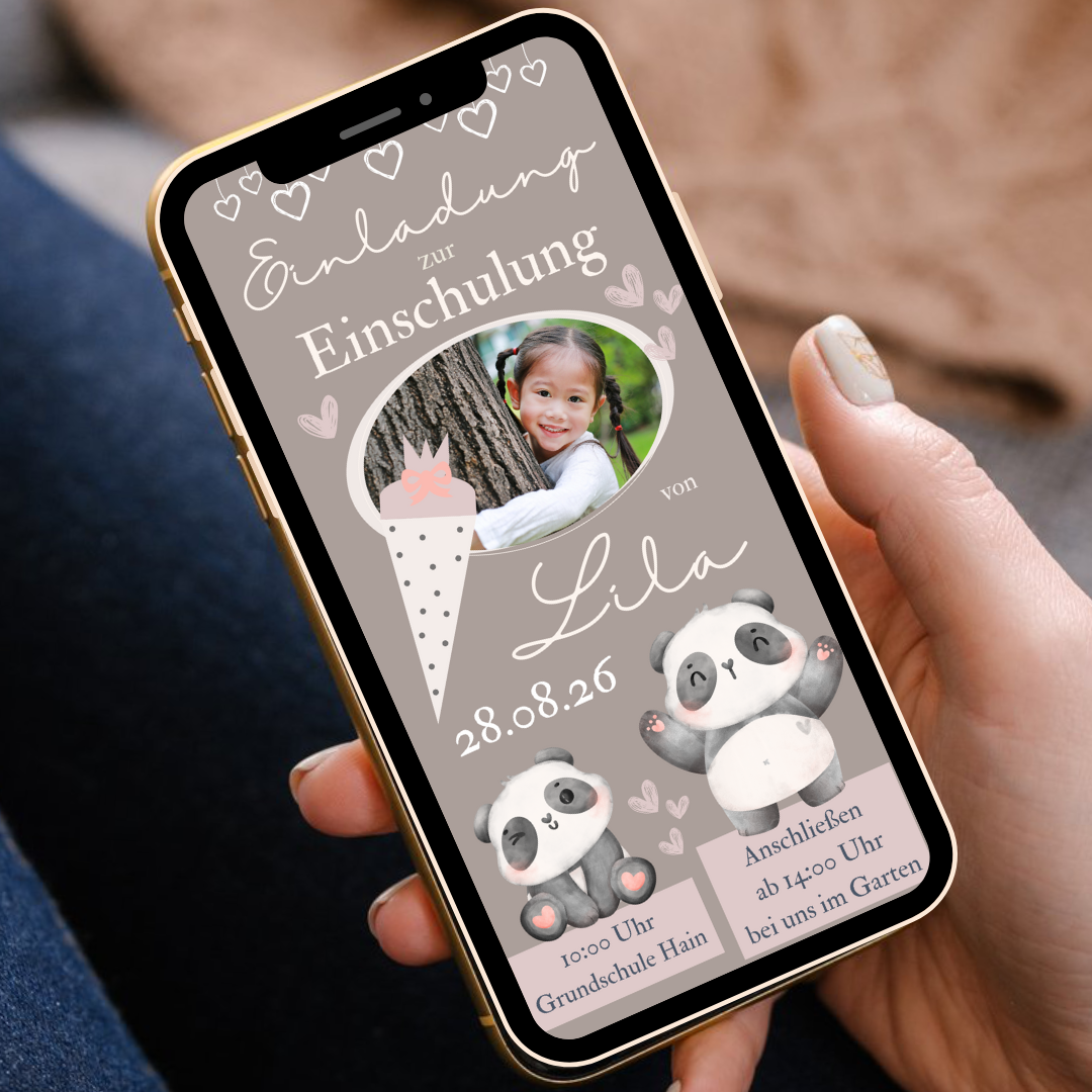Einladung Einschulung Panda