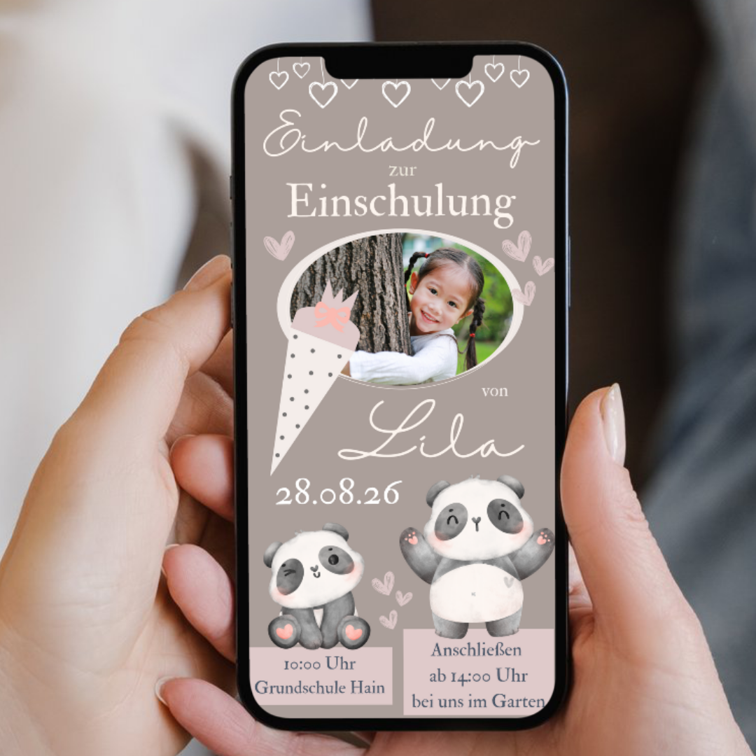 Einladung Einschulung Panda