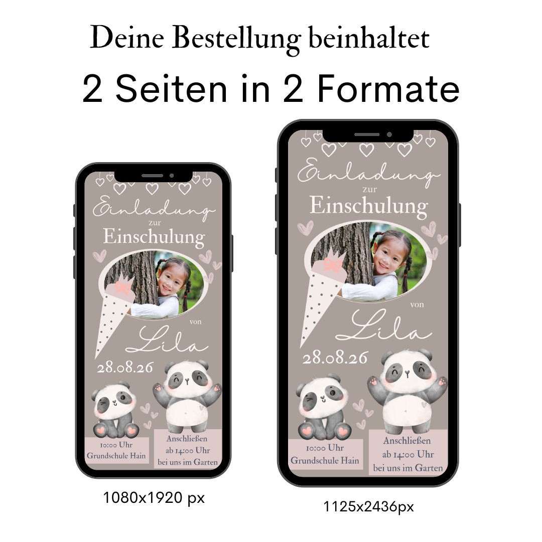 Einladung Einschulung Panda