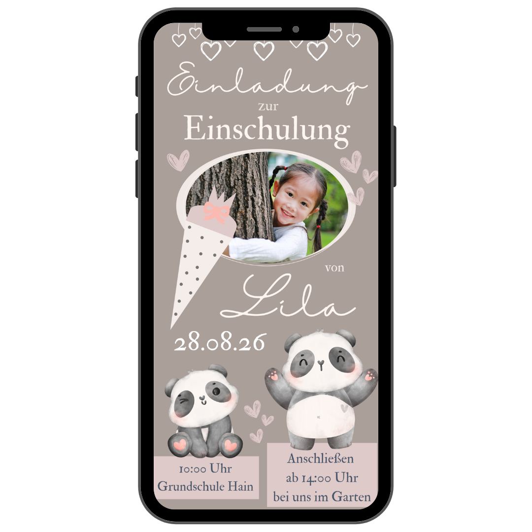 Einladung Einschulung Panda