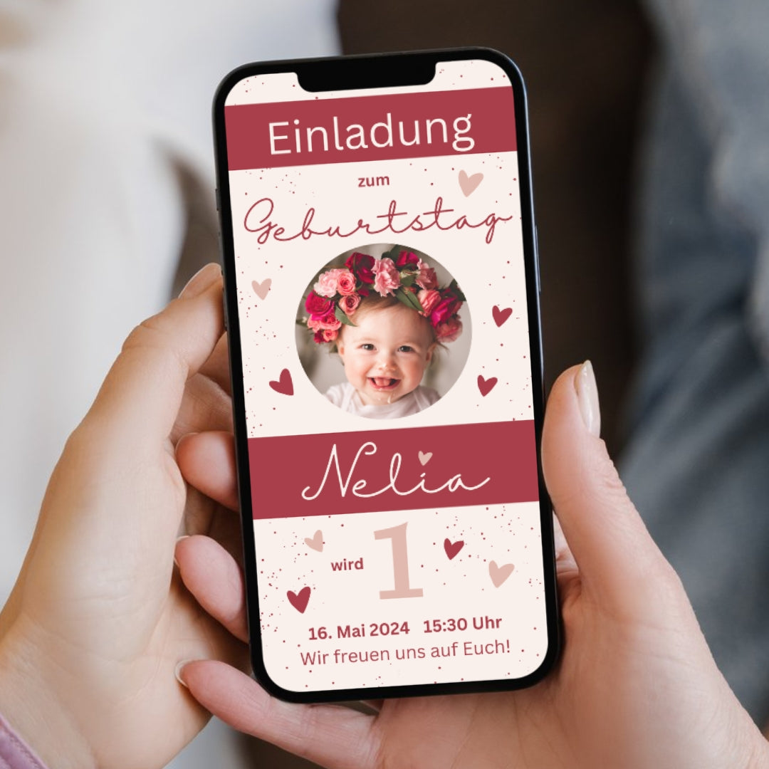 Einladung Geburtstag rosarot