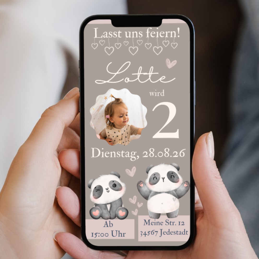Einladungskarte Panda