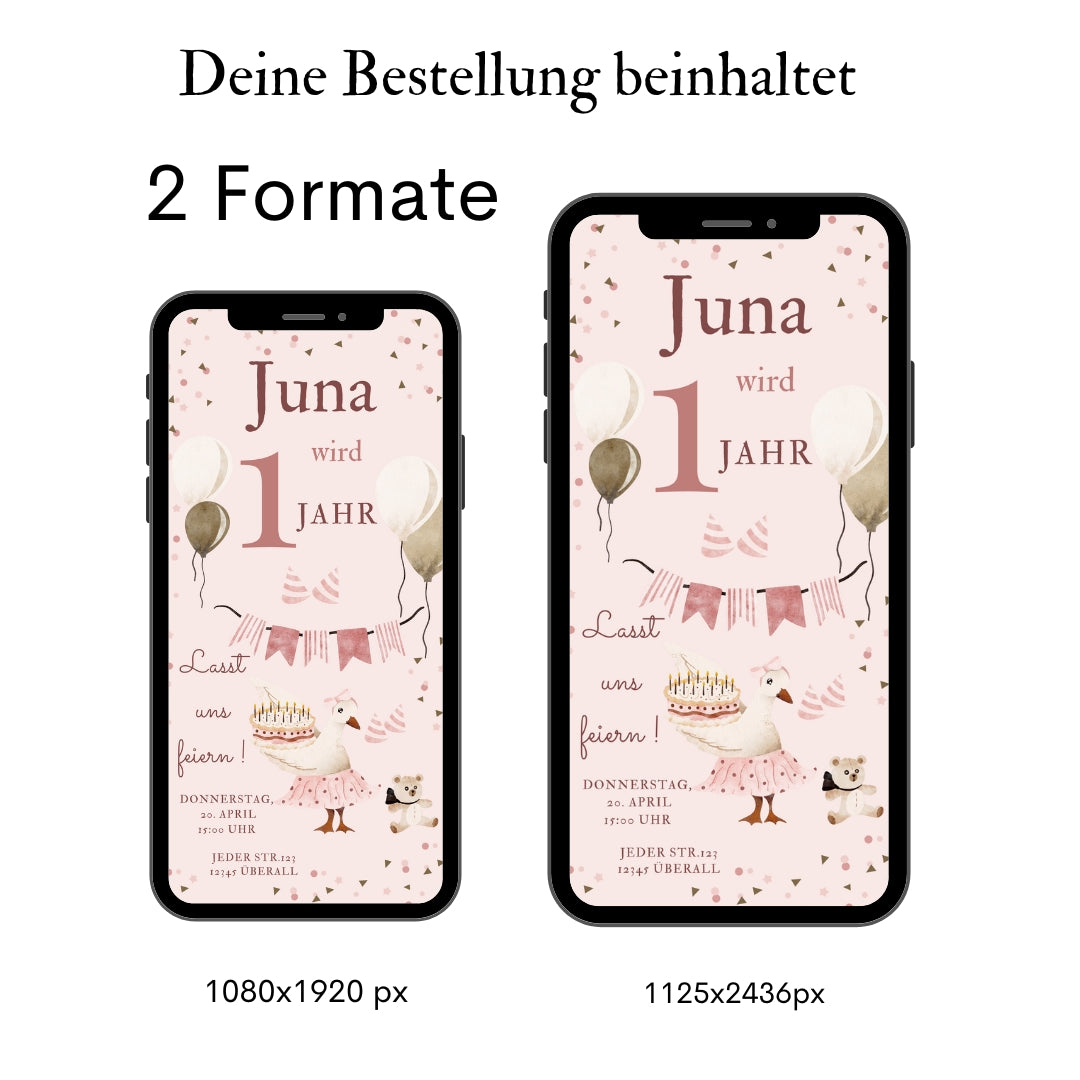 Einladungskarte rosa