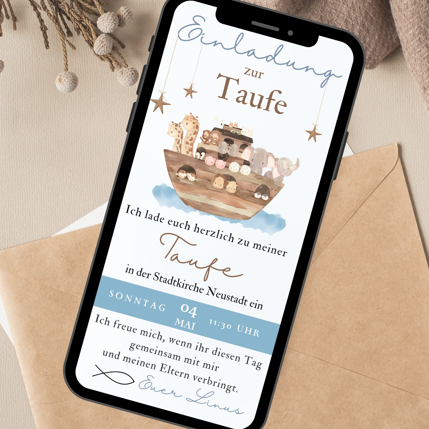 Taufe Einladung Arche