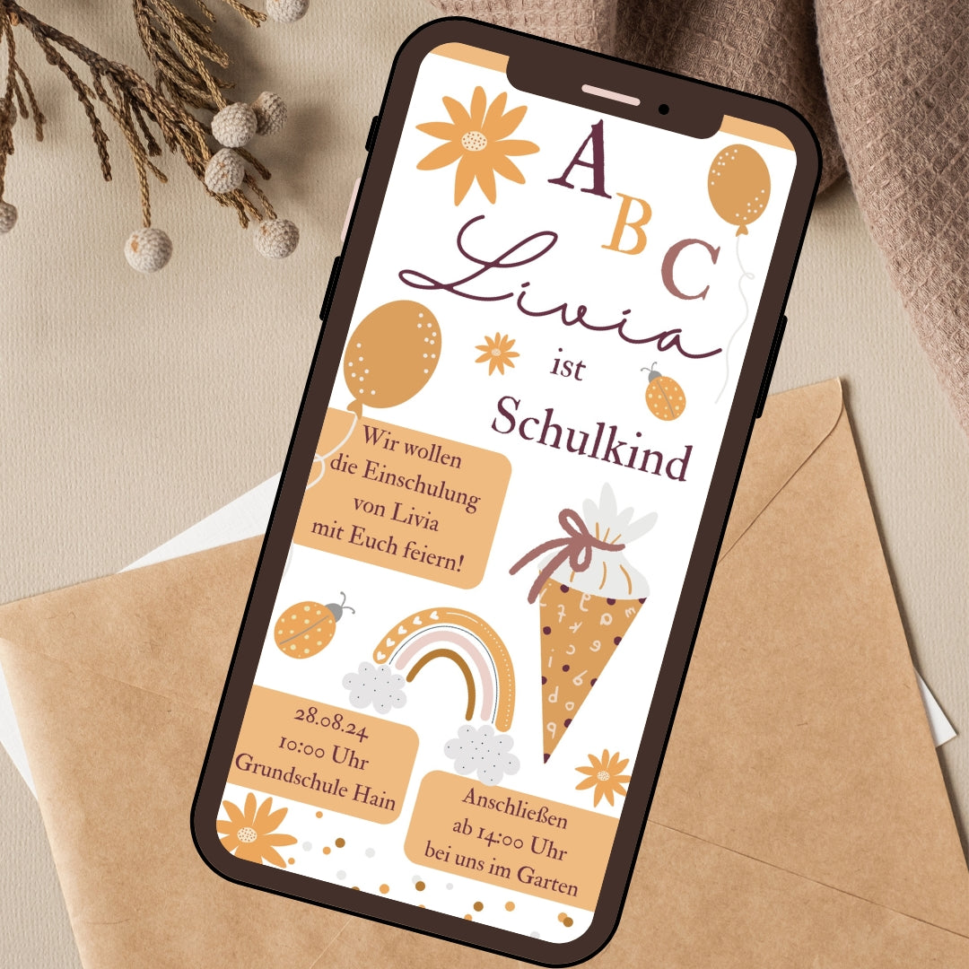 Verspielte Einladung Einschulung