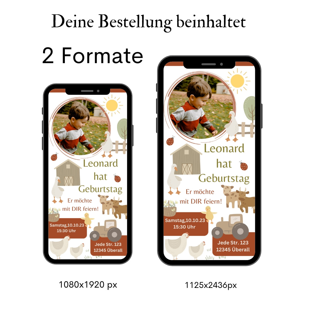 Digitale Einladungskarte Bauernhof