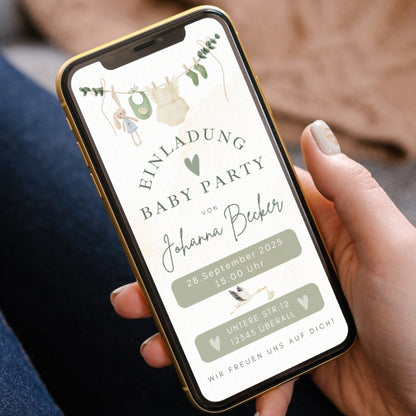 Einladung Baby Party Eukalyptus