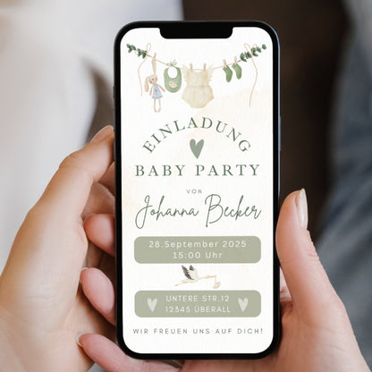 Einladung Baby Party Eukalyptus