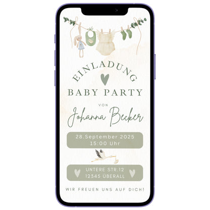 Einladung Baby Party Eukalyptus