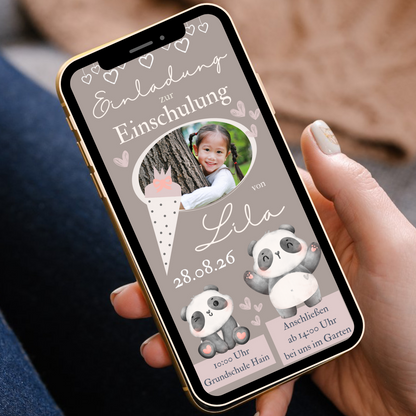 Einladung Einschulung Panda