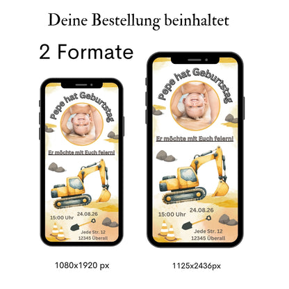 Einladung Geburtstag Bagger