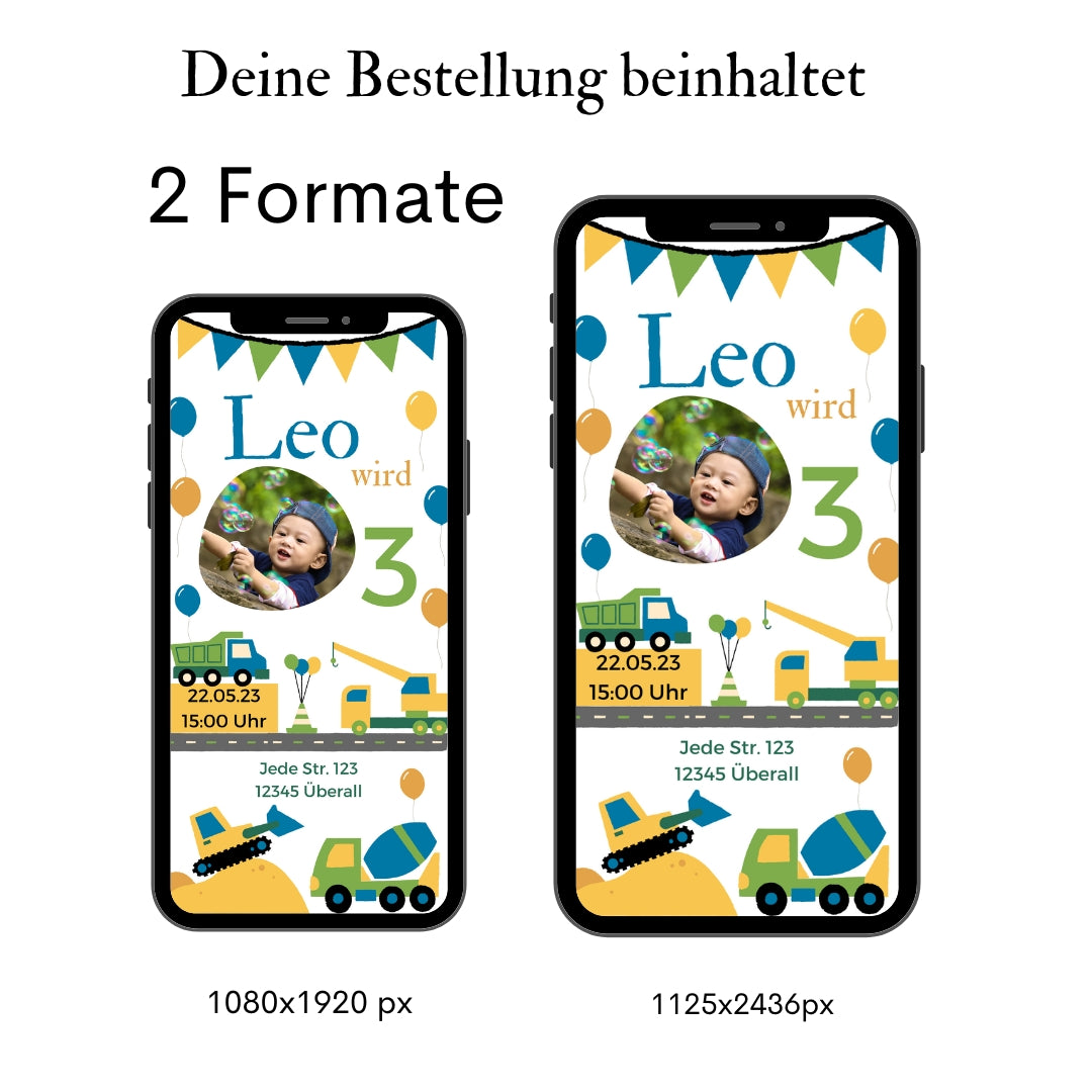 Einladung Kindergeburtstag Baustelle
