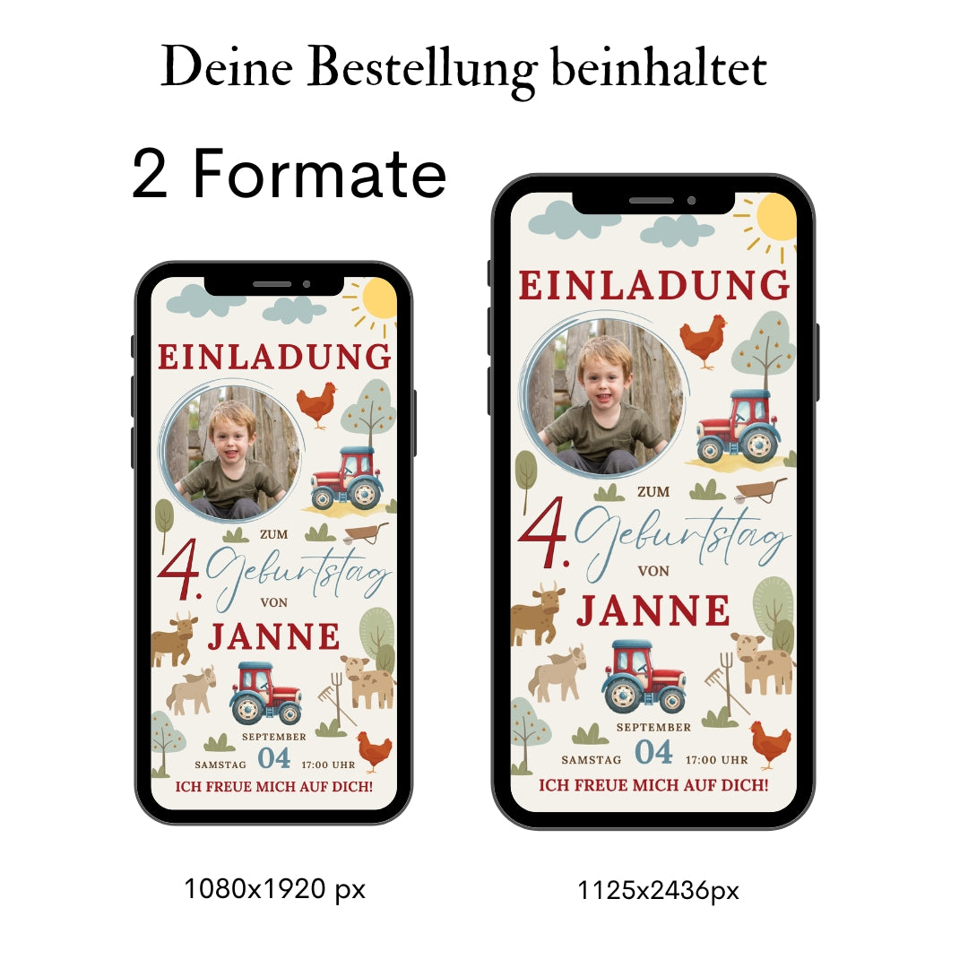 Einladungskarte Kindergeburtstag Bauernhof