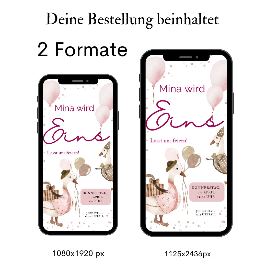 Rosa Einladungskarte Geburtstag